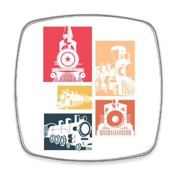 Locomotive Silhouette de train rétro vintage - Magnet carré - blanc - Devant