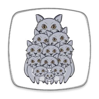 Adorable pile de chatons gris drôles de chatons empilés - Magnet carré - blanc - Devant