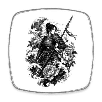 Guerrier samouraï japonais dans le style Irezumi - Magnet carré - blanc - Devant