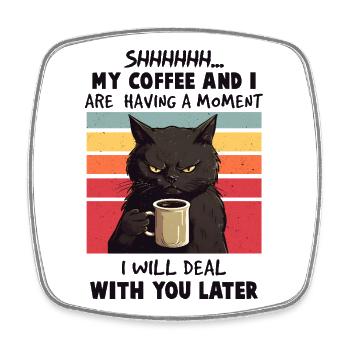 A funny vintage design featuring a grumpy black ca - Magnet carré - blanc - Devant
