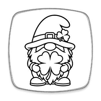 Nain mignon au trèfle porte-bonheur - Magnet carré - blanc - Devant