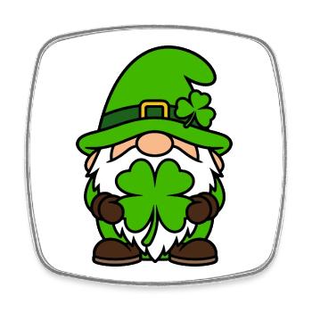 Colorful Lucky Dwarf with Shamrock - Square fridge magnet - white - Front