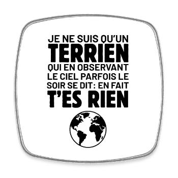 Terrien - Magnet carré - blanc - Devant