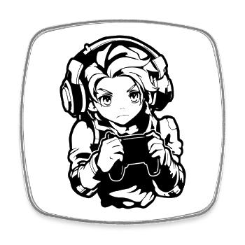 Gaming Boy Sketch - Square fridge magnet - white - Front