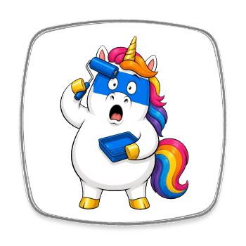 Échec maladroit du rouleau à peinture licorne - Magnet carré - blanc - Devant