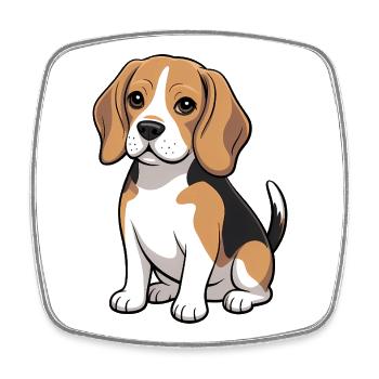 Amoureux des chiens petits beagle - Magnet carré - blanc - Devant