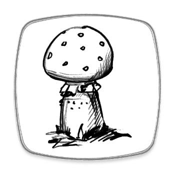 Sweet knobbly mushroom - illustration - Square fridge magnet - white - Front