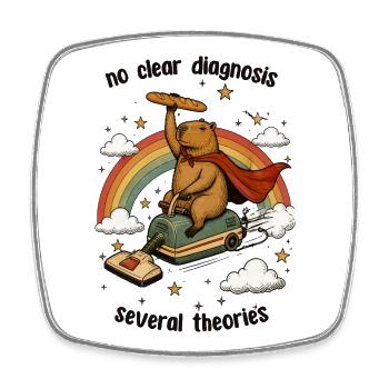Beaver on vacuum cleaner in rainbow - Square fridge magnet - white - Front