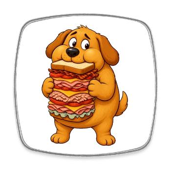 Golden Retriever Sandwich Thief - Square fridge magnet - white - Front