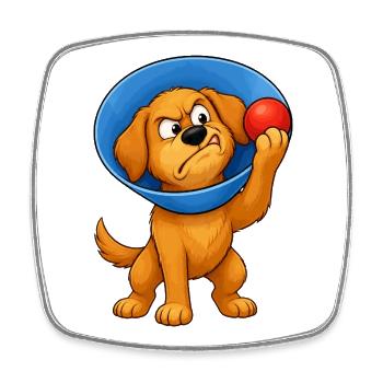 Grumpy Dog Cone Of Shame - Square fridge magnet - white - Front