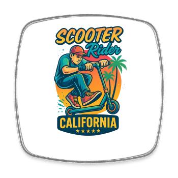 Backprint: Freestyle Scooter Scooter - Square fridge magnet - white - Front