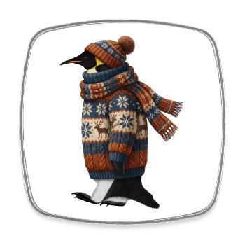 Pinguin im Strickpullover Winter Weihnachten - Viereckiger Kühlschrankmagnet - Weiß - Vorne