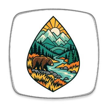 Bär in Berglandschaft am Fluss - Viereckiger Kühlschrankmagnet - Weiß - Vorne