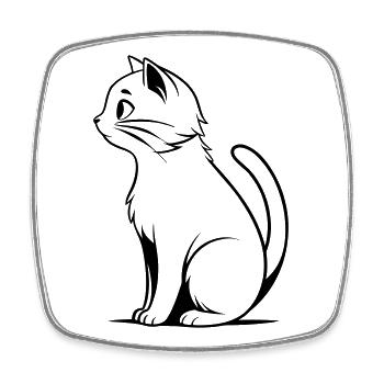 Schwarze Katze - Viereckiger Kühlschrankmagnet - Weiß - Vorne