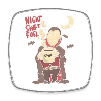 night shift fuell - draculla coffee - Viereckiger Kühlschrankmagnet - Weiß - Vorne