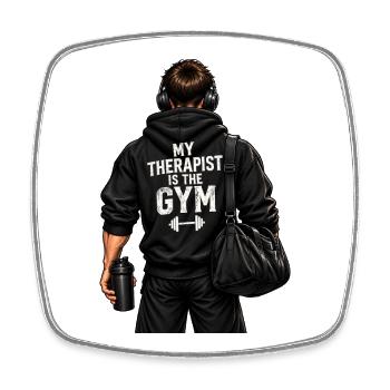 Mein Therapeut ist der Fitnessstudio – der Fitnessstudio-Typ - Viereckiger Kühlschrankmagnet - Weiß - Vorne