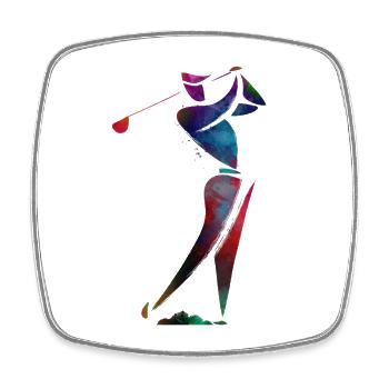 Farbenfroher Golfer in Bewegung - Viereckiger Kühlschrankmagnet - Weiß - Vorne