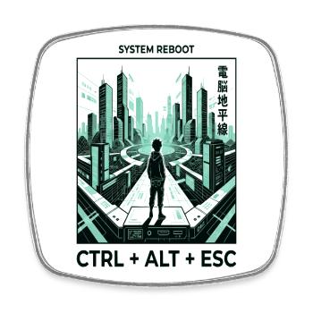 Reboot Skyline CTRL ALT ESC - Viereckiger Kühlschrankmagnet - Weiß - Vorne