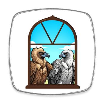Adlerblick Fensterduo — Geier Freunde - Viereckiger Kühlschrankmagnet - Weiß - Vorne