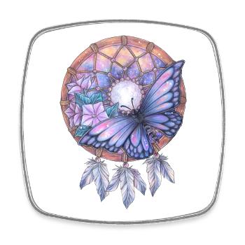 Traumfänger mit Schmetterling Galaxy Traum Kunst - Viereckiger Kühlschrankmagnet - Weiß - Vorne
