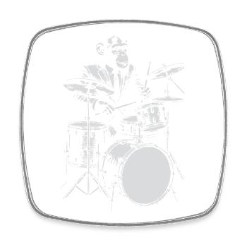 Monkey Jazz Drummer - Viereckiger Kühlschrankmagnet - Weiß - Vorne