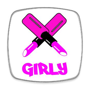 GIRLY Neon Cutout Typography - Viereckiger Kühlschrankmagnet - Weiß - Vorne