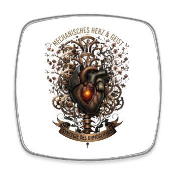 Herz Anatomie- Mechanisches Herz Steampunk - Viereckiger Kühlschrankmagnet - Weiß - Vorne
