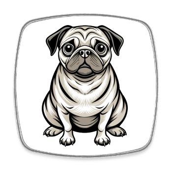 Mopshund-Sitten - Viereckiger Kühlschrankmagnet - Weiß - Vorne