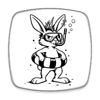 Bunny Punk, der Unterwasser-Forscher (1C) - Viereckiger Kühlschrankmagnet - Weiß - Vorne