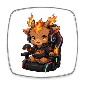 Kawaii Gamer Girl Fire Goat Shirt | Pink Headset  - Viereckiger Kühlschrankmagnet - Weiß - Vorne