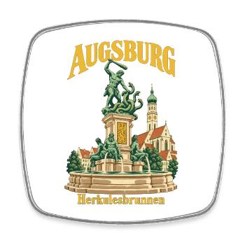Augsburg Herkulesbrunnen - Viereckiger Kühlschrankmagnet - Weiß - Vorne