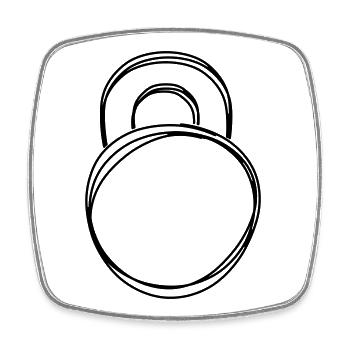 Kettlebell handgezeichnet - Viereckiger Kühlschrankmagnet - Weiß - Vorne