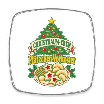 Christbaum-Crew Plätzchen-Vorkoster - Viereckiger Kühlschrankmagnet - Weiß - Vorne