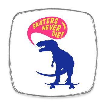 t-rex skater - Viereckiger Kühlschrankmagnet - Weiß - Vorne