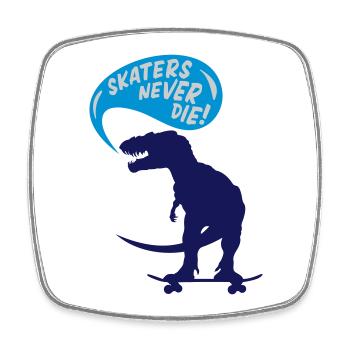 t-rex skater - Square fridge magnet - white - Front