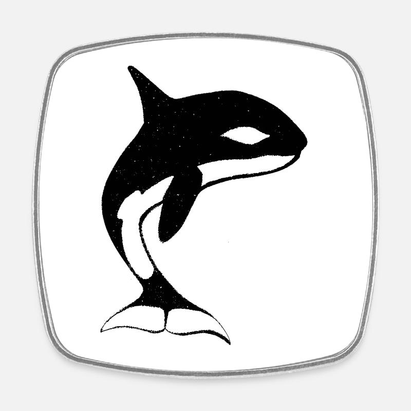 Funny whale - Square fridge magnet - white