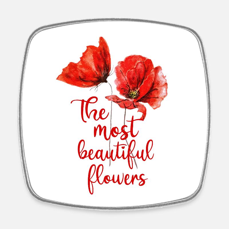 Mohnblumen Mohn rot - Viereckiger Kühlschrankmagnet - Weiß