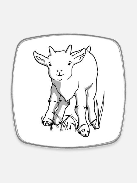 Chèvre mignonne - Magnet carré - blanc