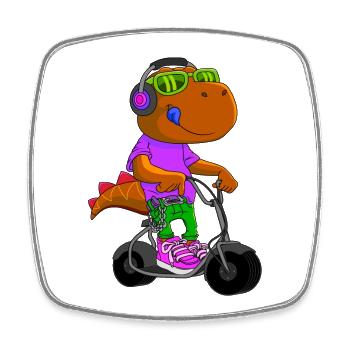 Dino Scooter Dino Liebhaber Lustige Geschenkidee - Viereckiger Kühlschrankmagnet - Weiß - Vorne