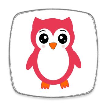 hibou rose rose rouge - Magnet carré - blanc - Devant