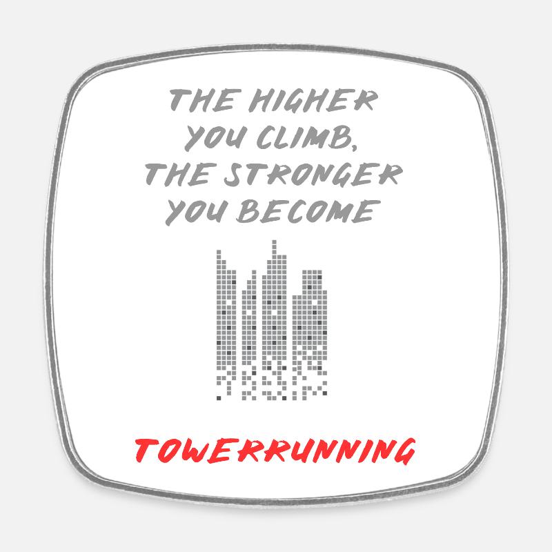 Towerrunning, Treppensteigen Elite Workout - Viereckiger Kühlschrankmagnet - Weiß