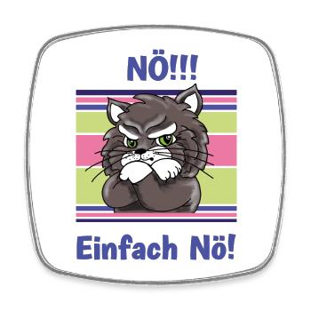 Nö! Sturer Kater mit verschränkten Pfoten - Viereckiger Kühlschrankmagnet - Weiß - Vorne