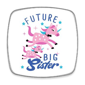 Zukunft Big Sister Geschenk Geburt Schwangerschaft - Viereckiger Kühlschrankmagnet - Weiß - Vorne