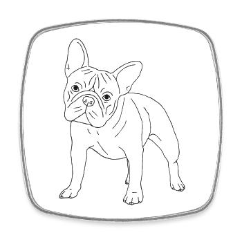Französische Bulldogge - Viereckiger Kühlschrankmagnet - Weiß - Vorne