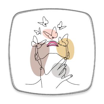 Butterfly Women Line Art Graphic - Square fridge magnet - white - Front