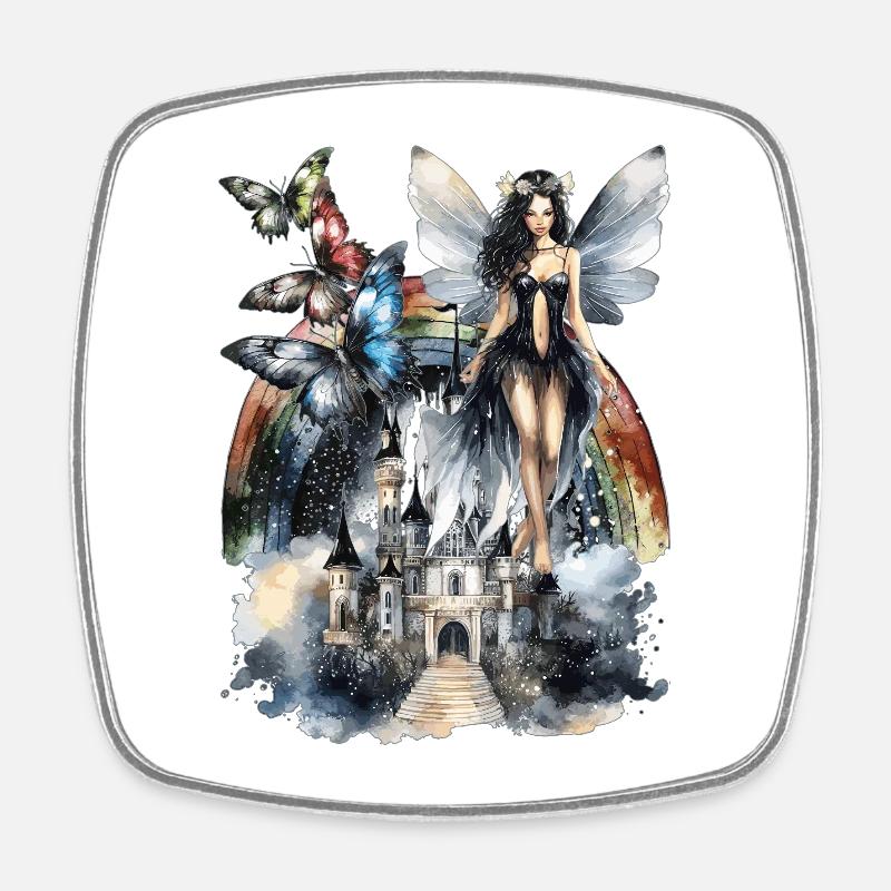Fairytale collage - Square fridge magnet - white