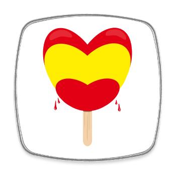 Flagge von Spanien mit Herz und Eis: - Viereckiger Kühlschrankmagnet - Weiß - Vorne
