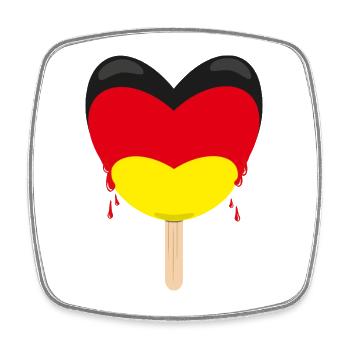 Deutschlandfahne mit Herz und Eis. - Viereckiger Kühlschrankmagnet - Weiß - Vorne