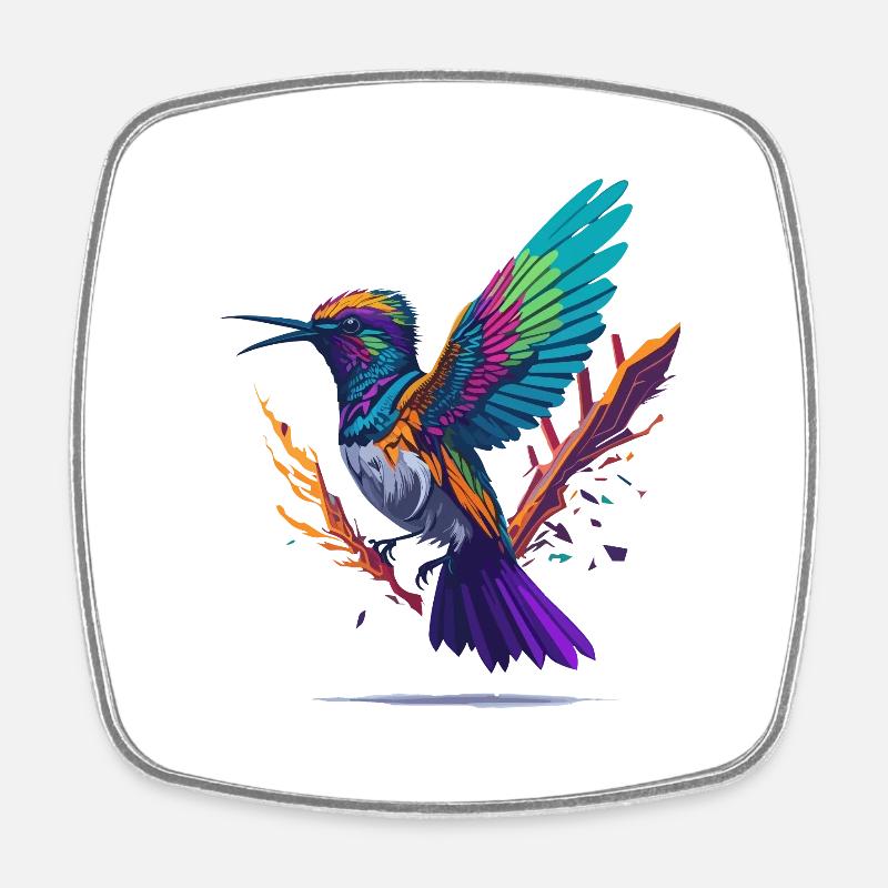 hummingbird - Square fridge magnet - white