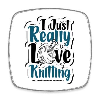 I just really love Knitting - Viereckiger Kühlschrankmagnet - Weiß - Vorne